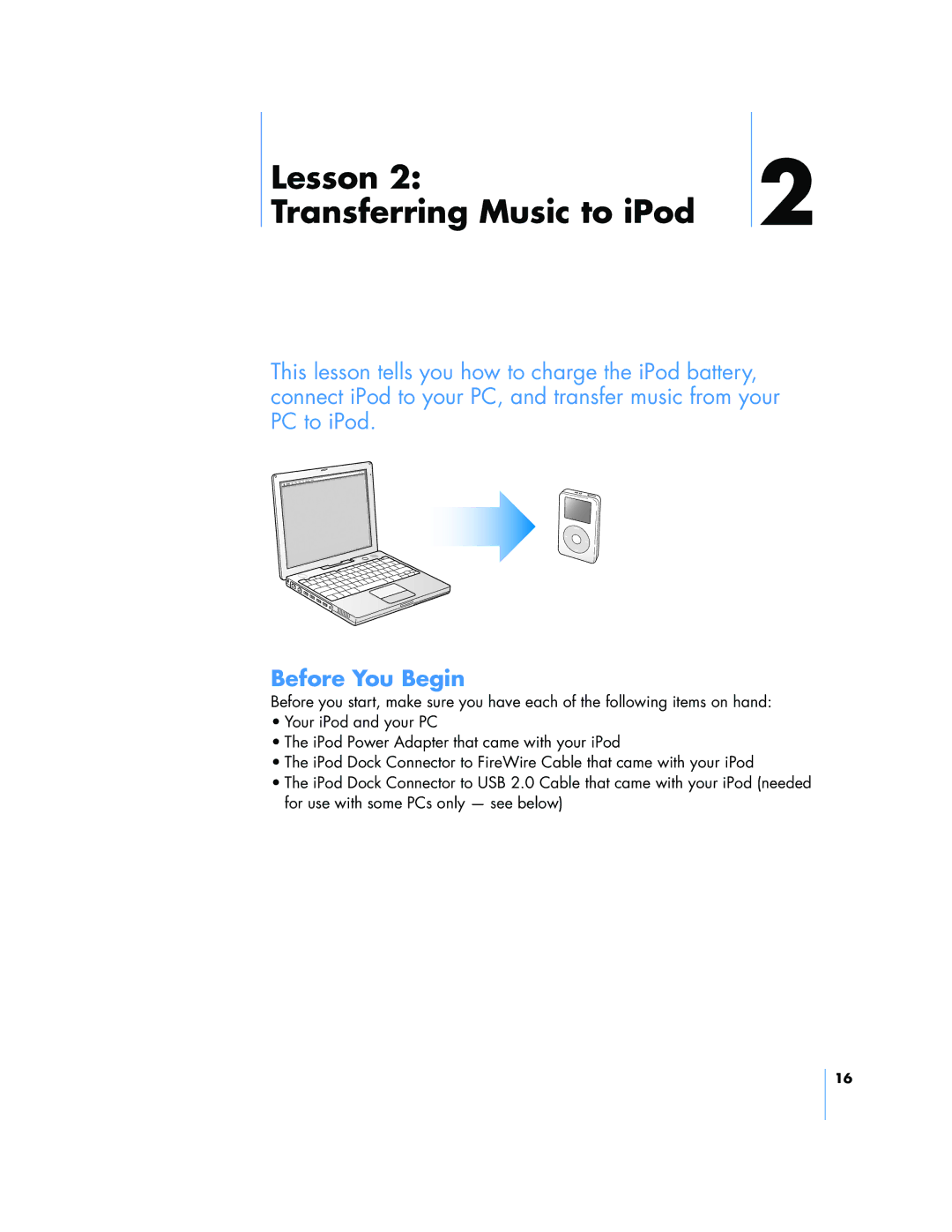 Apple 24, 23, 25 manual Lesson Transferring Music to iPod, Before You Begin 