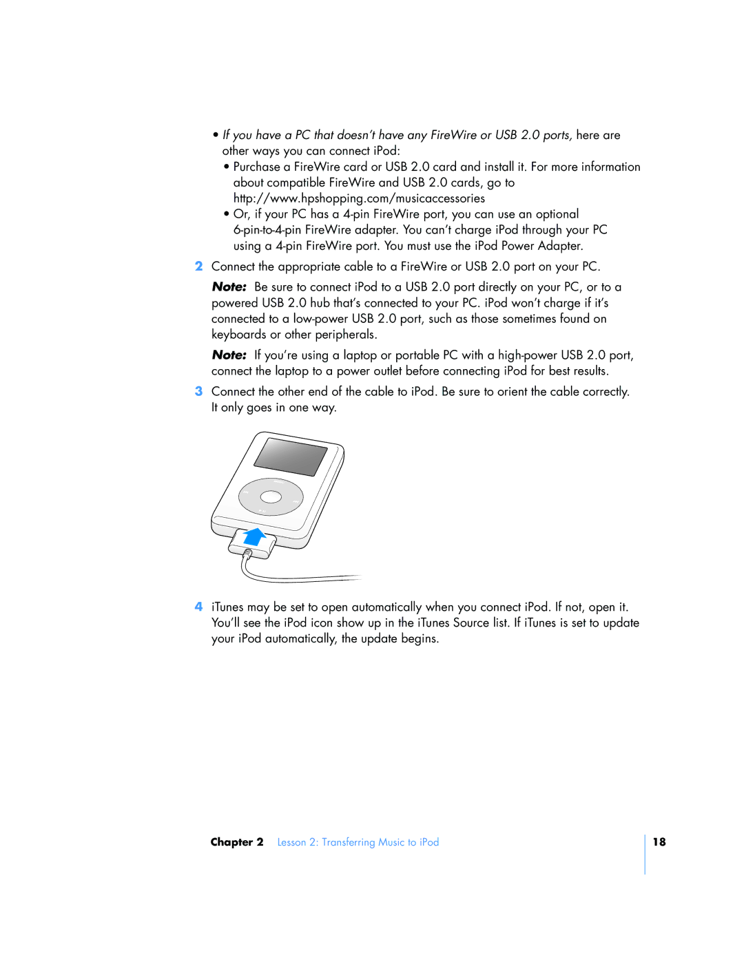 Apple 23, 24, 25 manual Lesson 2 Transferring Music to iPod 