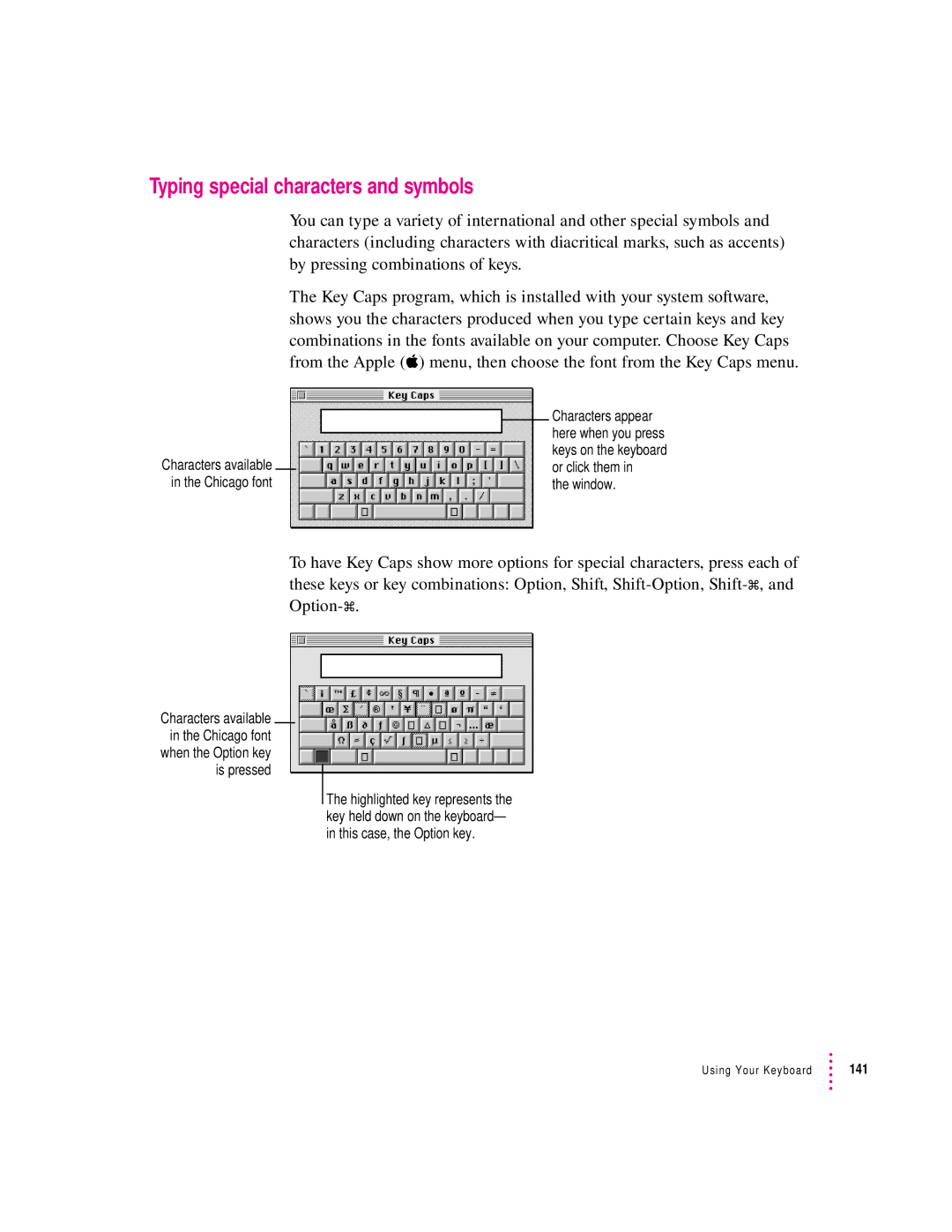 Apple 2300 Series manual Typing special characters and symbols 