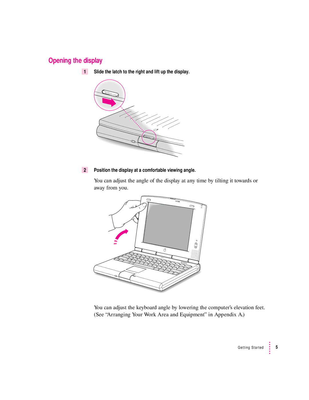 Apple 2300 Series manual Opening the display 