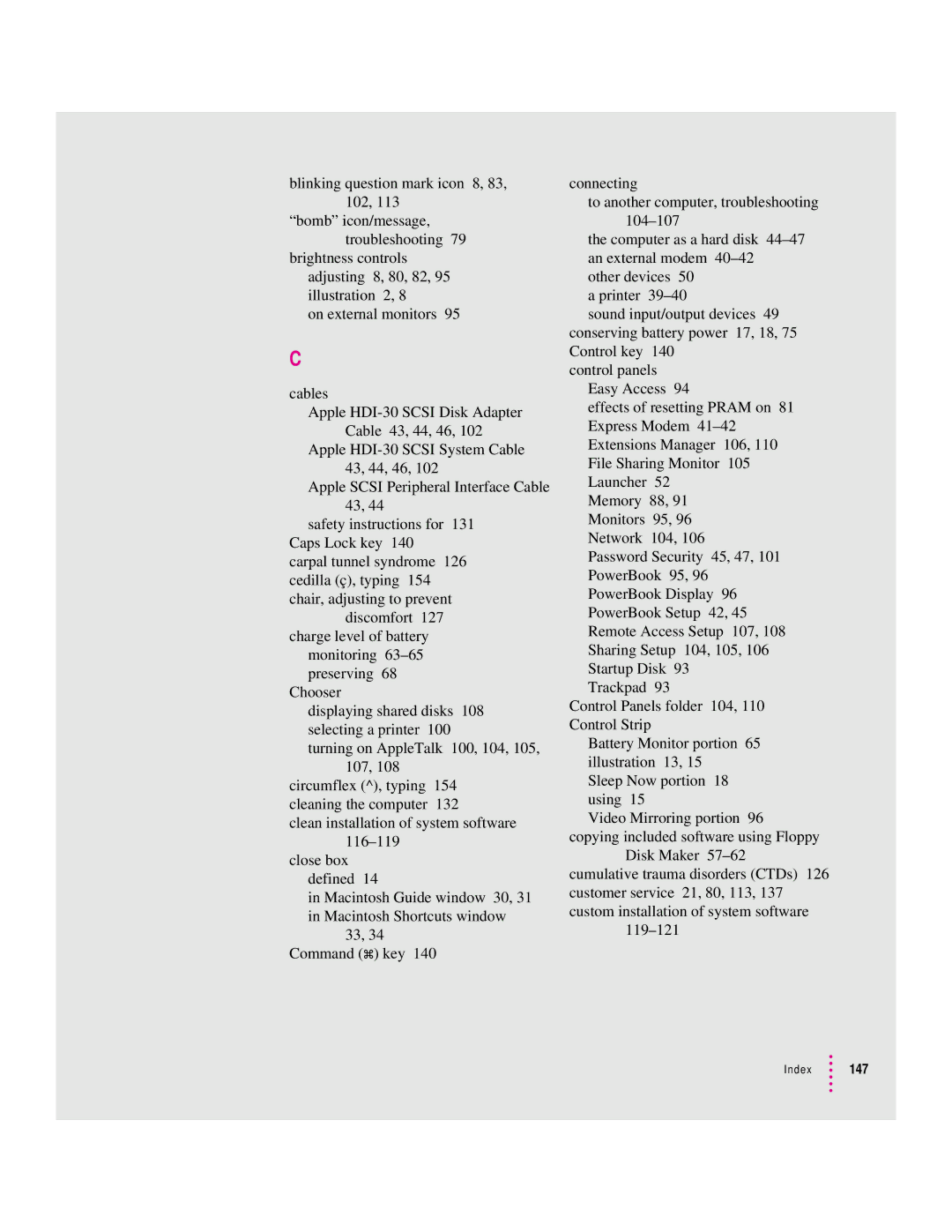 Apple 2300 Series manual Index 