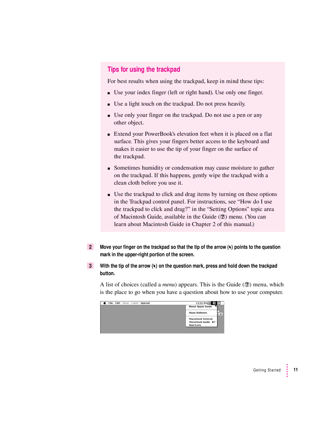 Apple 2300 Series manual Tips for using the trackpad 