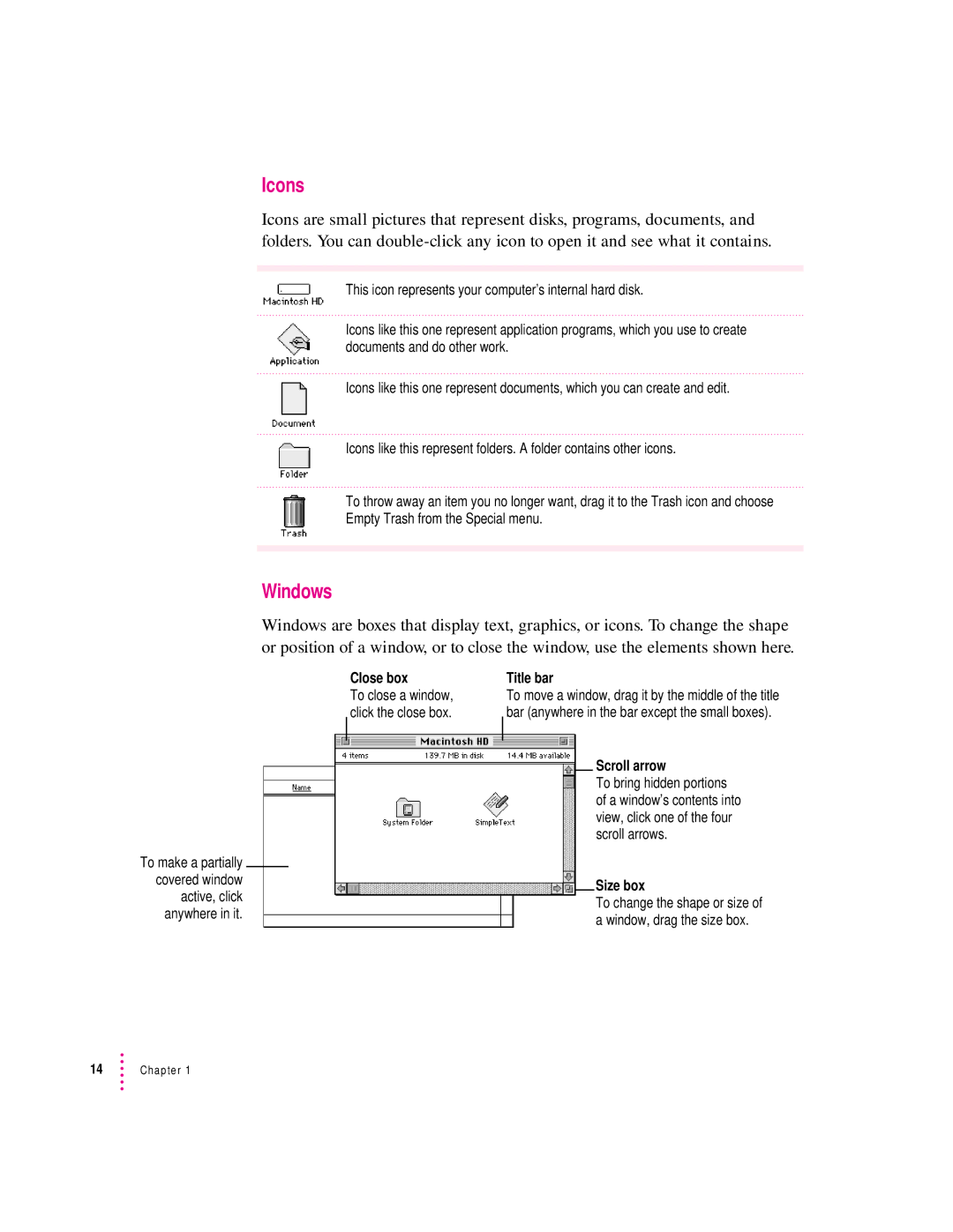 Apple 2300 Series manual Icons, Windows 