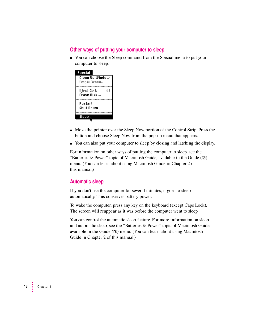 Apple 2300 Series manual Other ways of putting your computer to sleep, Automatic sleep 