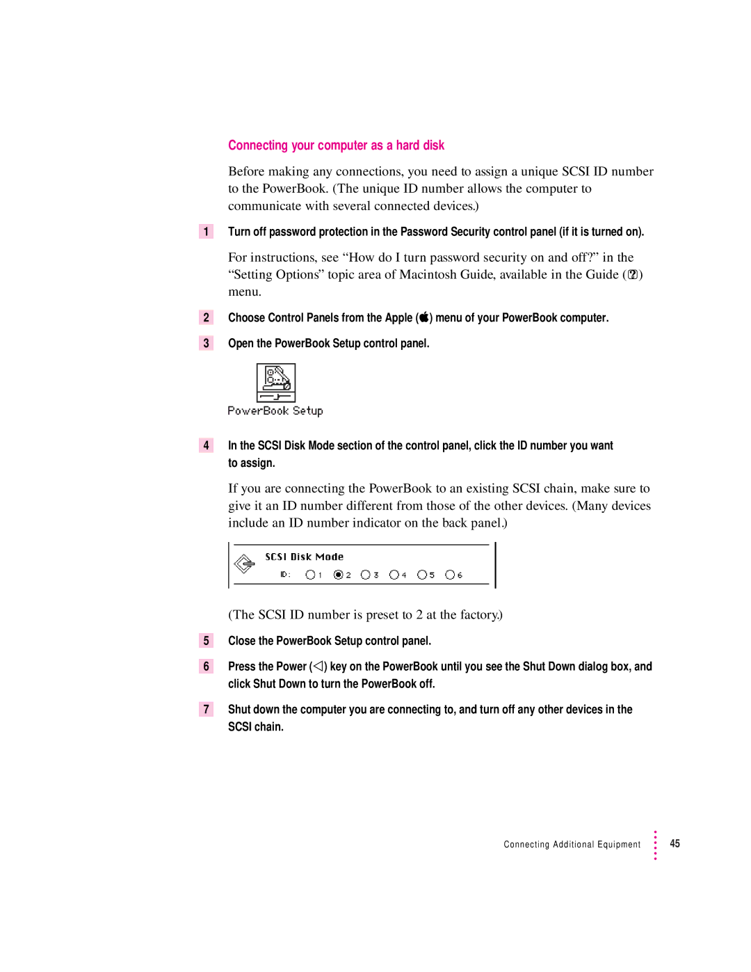 Apple 2300 Series manual Connecting your computer as a hard disk 