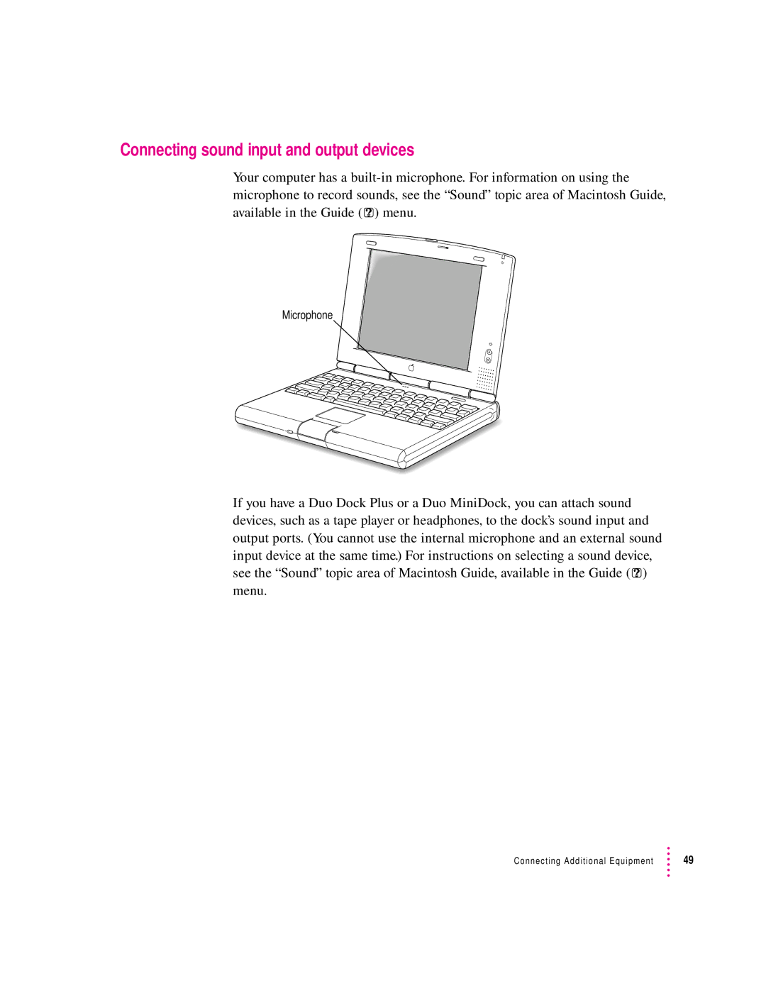 Apple 2300 Series manual Connecting sound input and output devices 