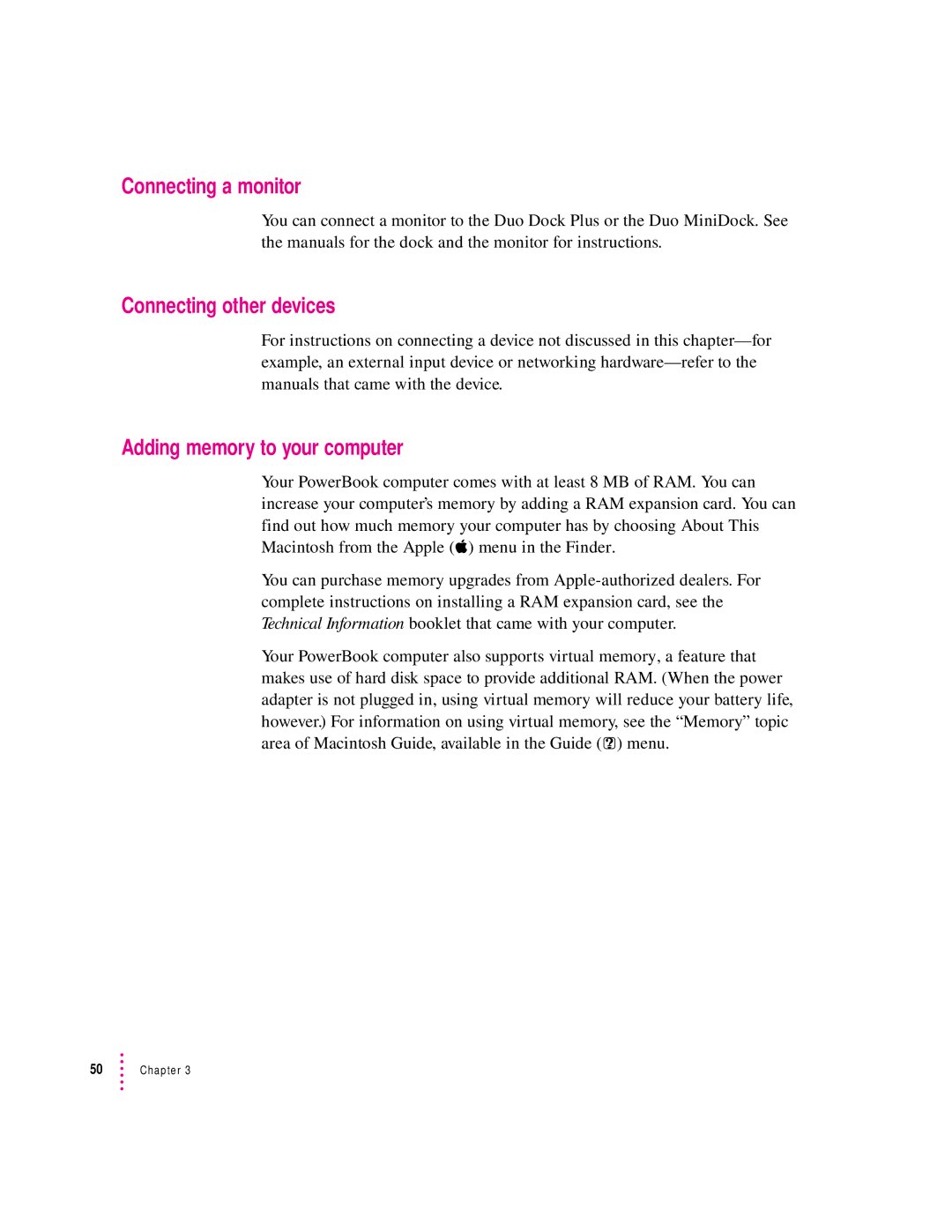Apple 2300 Series manual Connecting a monitor, Connecting other devices, Adding memory to your computer 