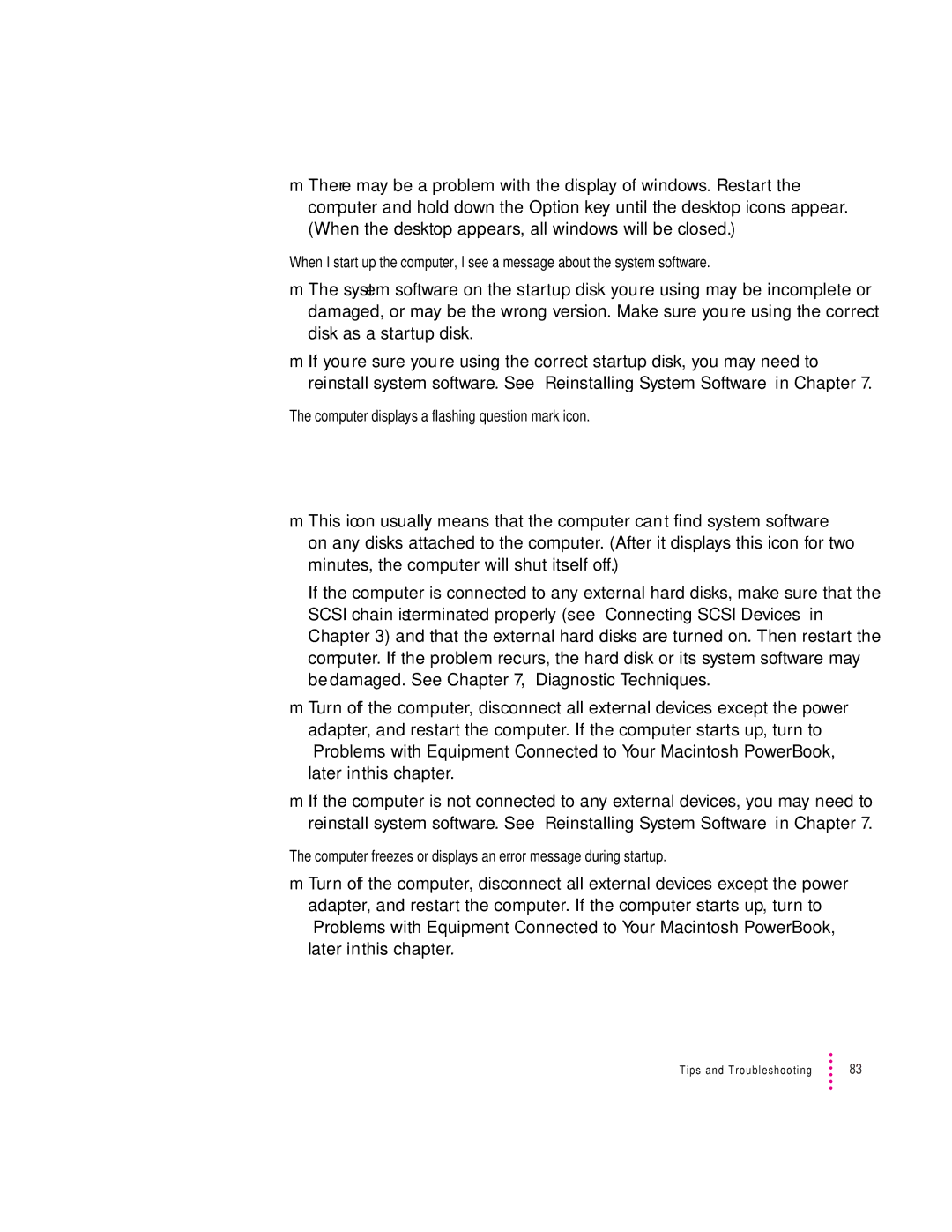 Apple 2300 Series manual Computer displays a flashing question mark icon 