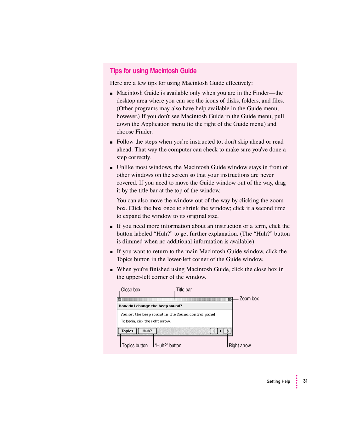 Apple 2300 Series manual Tips for using Macintosh Guide 
