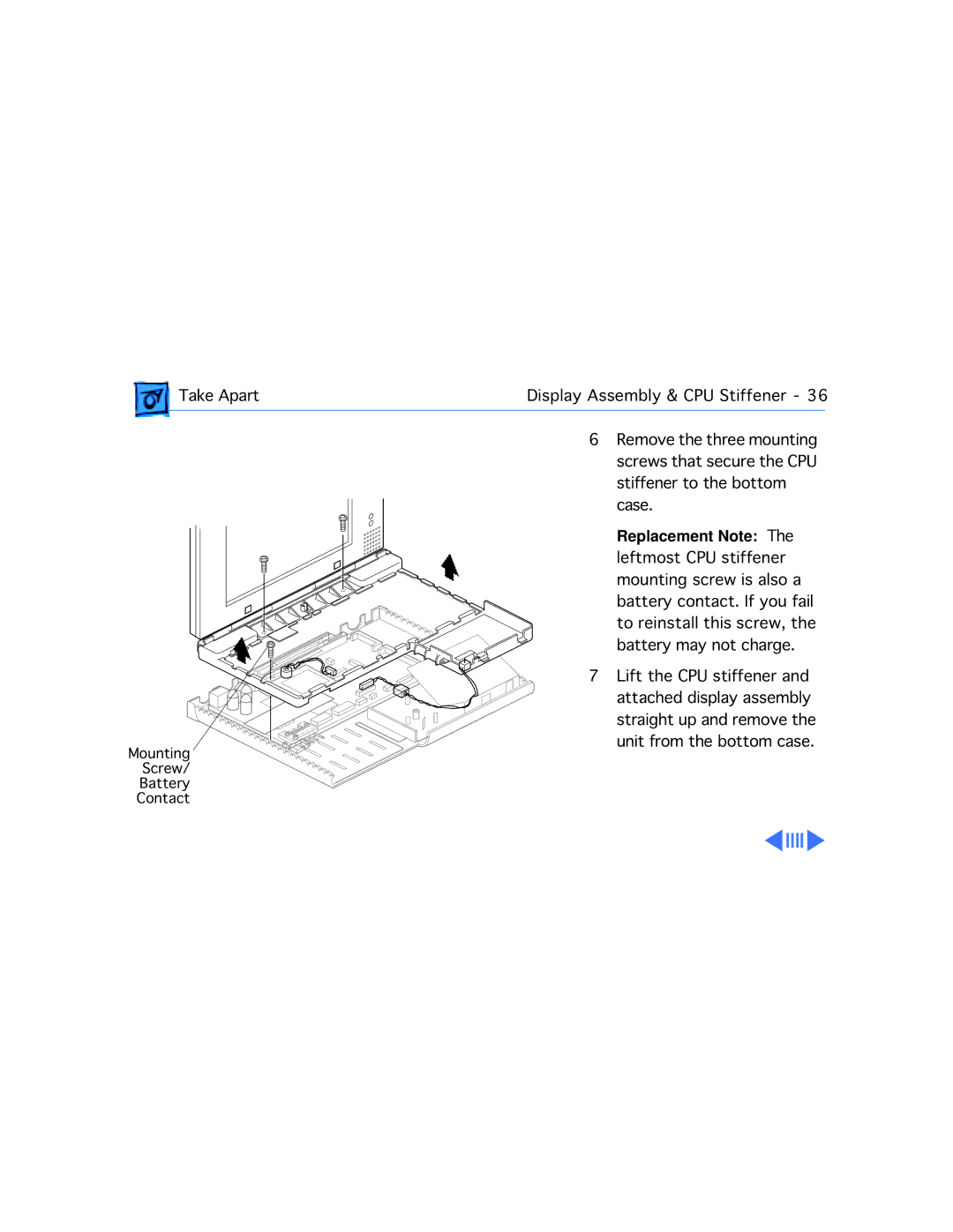 Apple 2300C manual Mounting Screw Battery Contact 