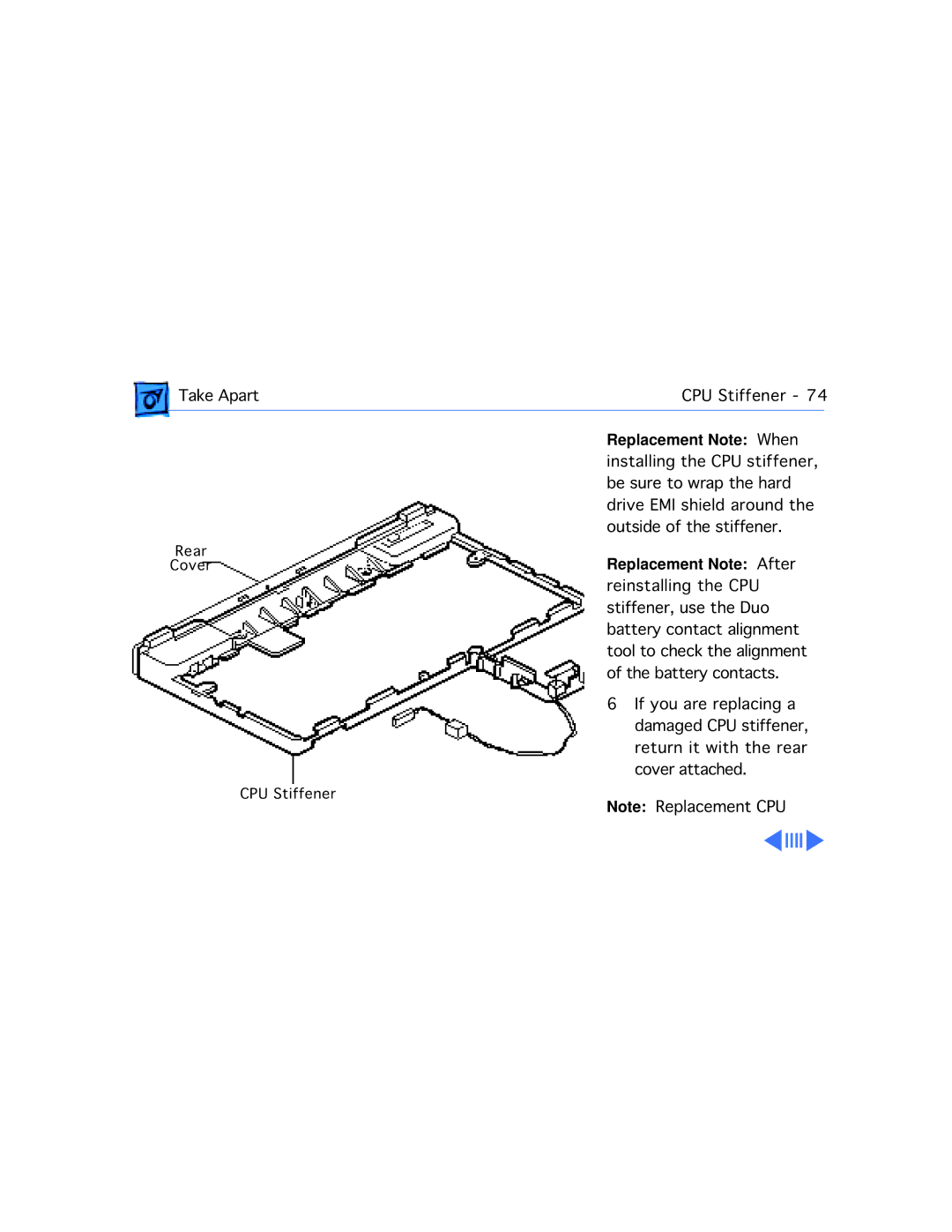 Apple 2300C manual Installing the CPU stiffener 