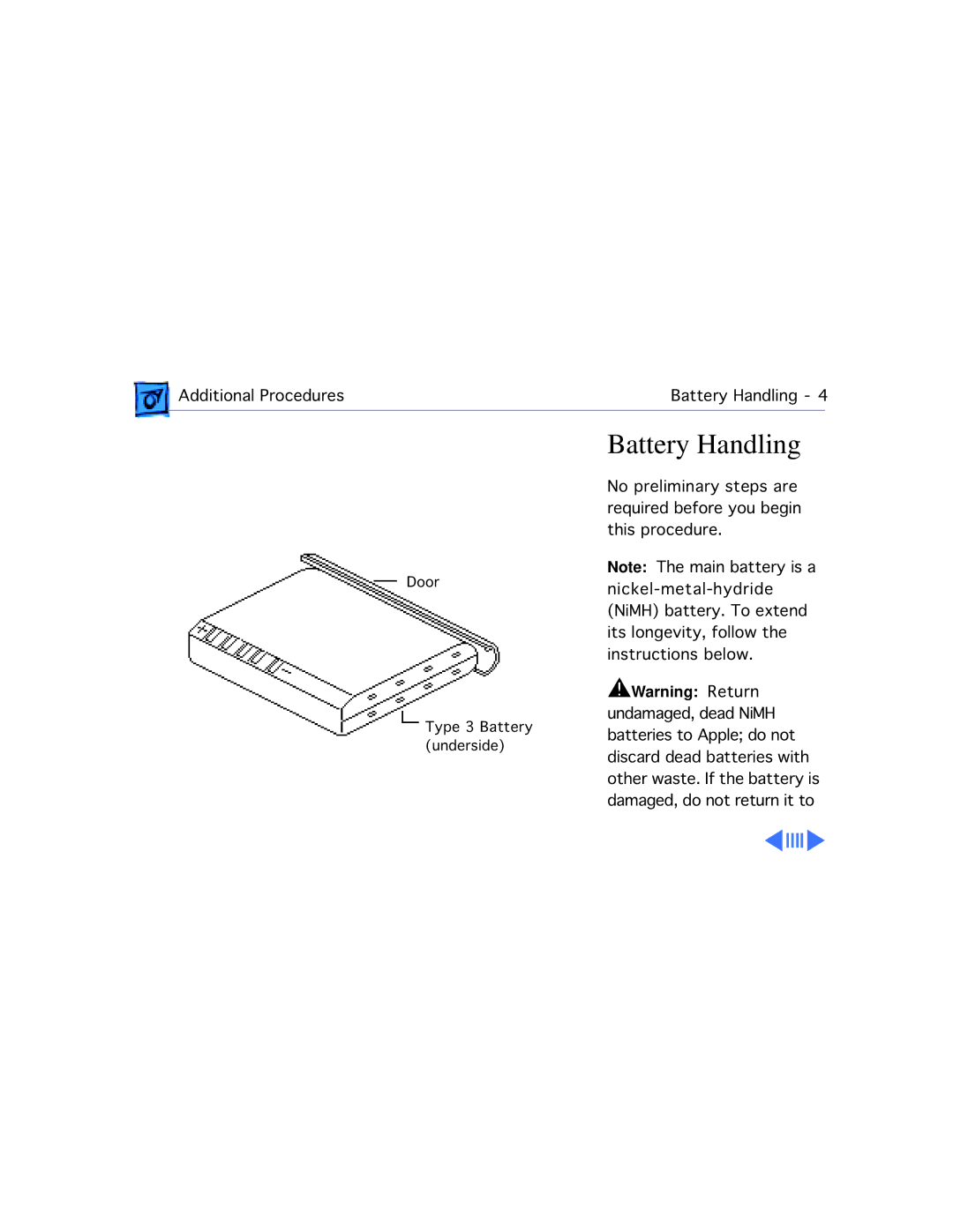 Apple 2300C manual Battery Handling 