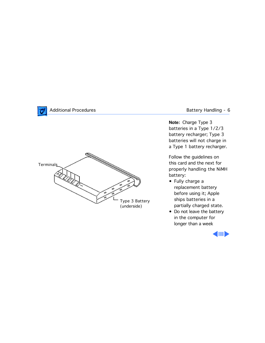 Apple 2300C manual Terminals Type 3 Battery underside 