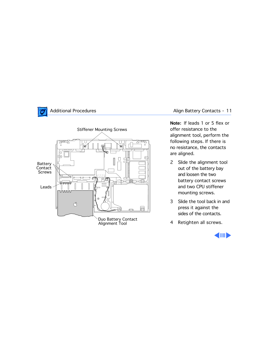 Apple 2300C manual Additional Procedures Align Battery Contacts 