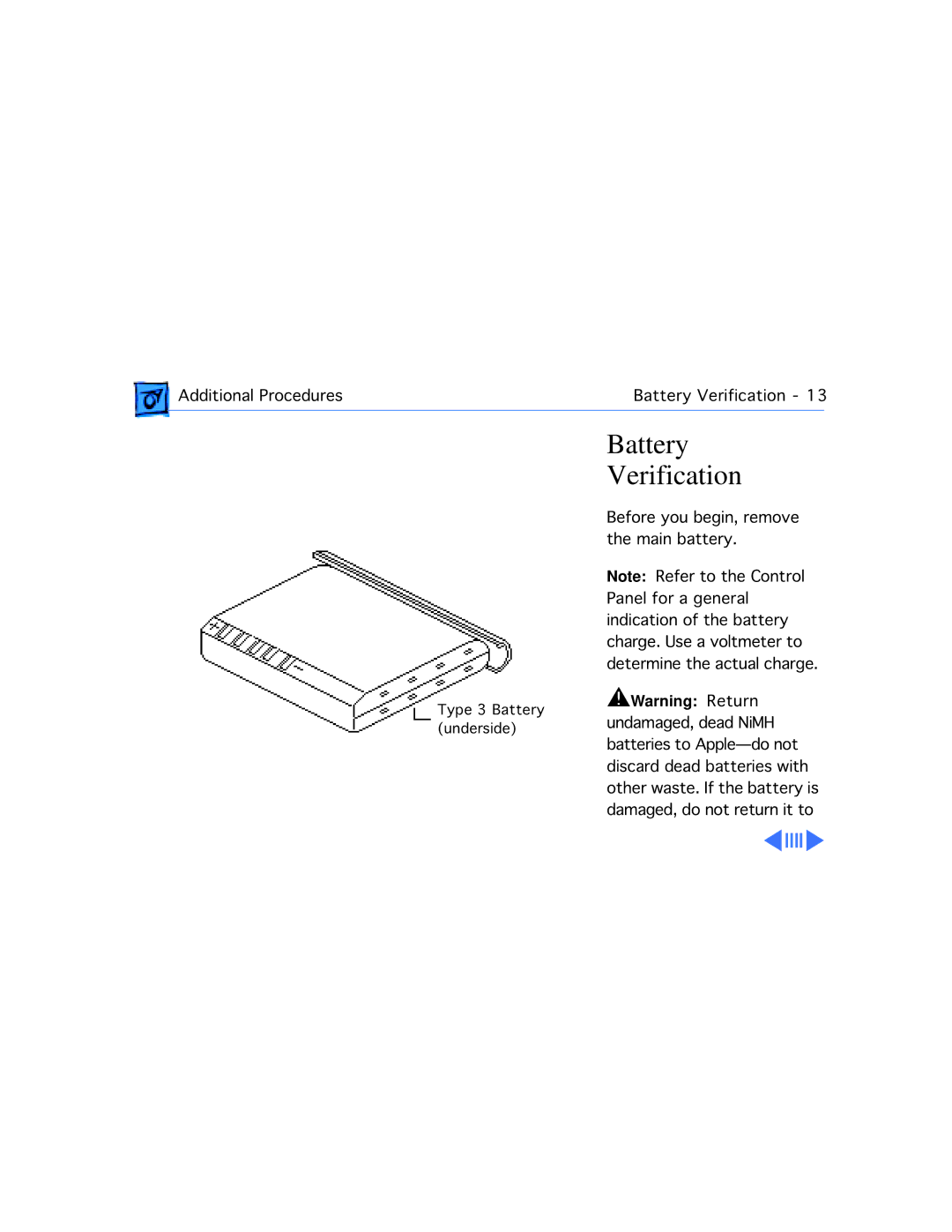 Apple 2300C manual Battery Verification 