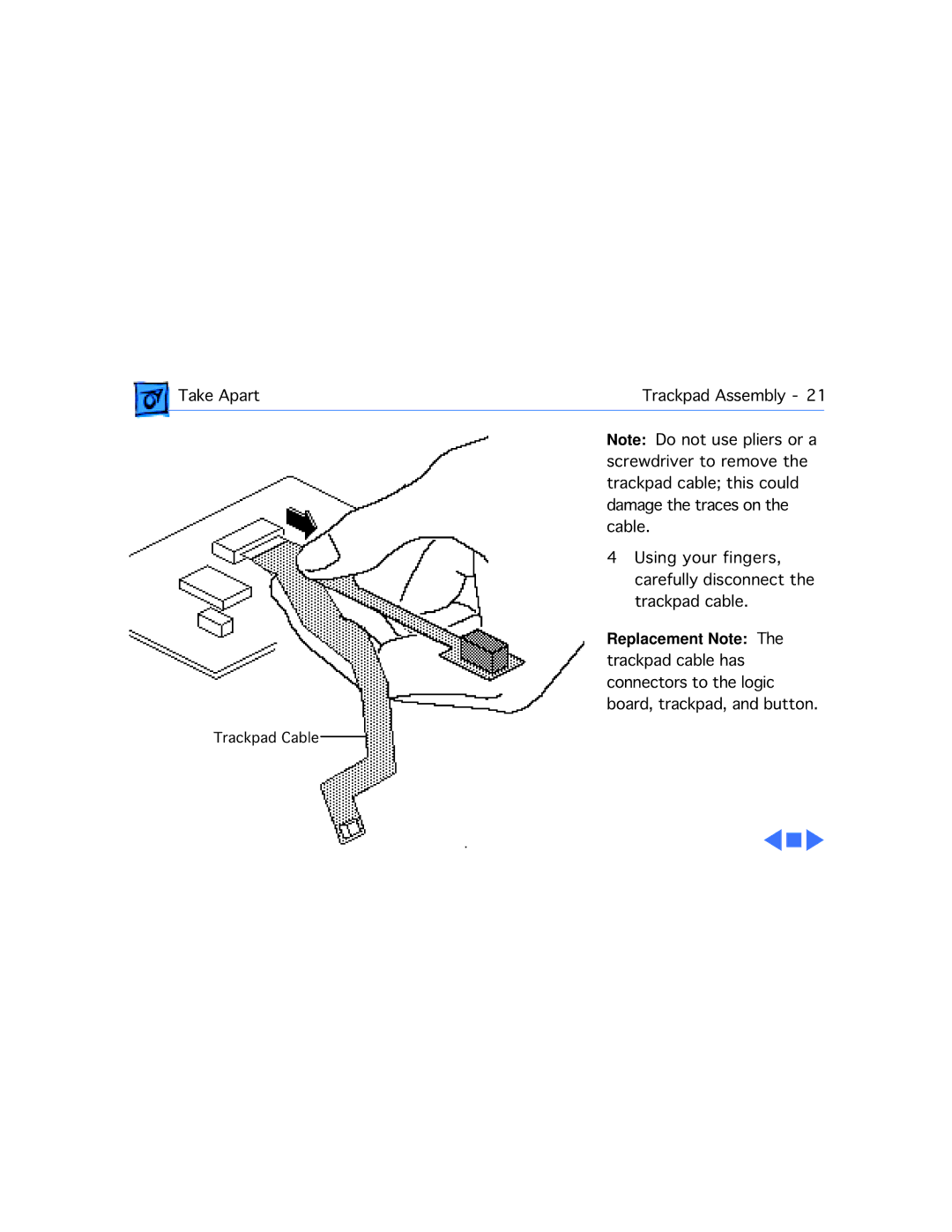 Apple 2300C manual Trackpad Cable 