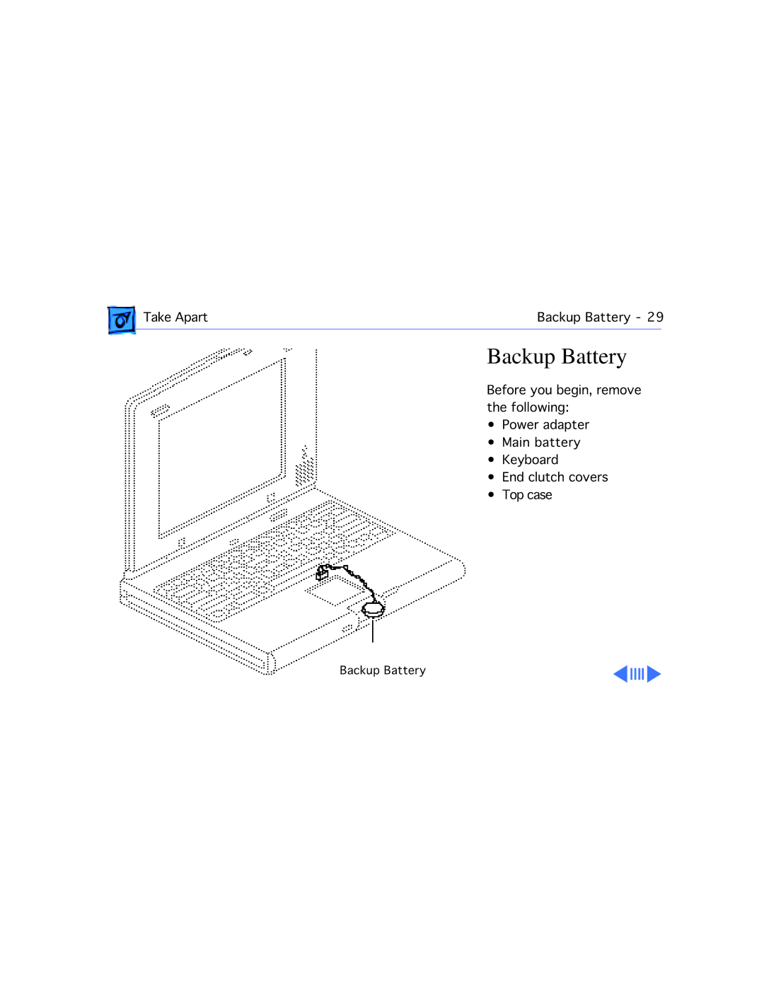 Apple 2300C manual Backup Battery 