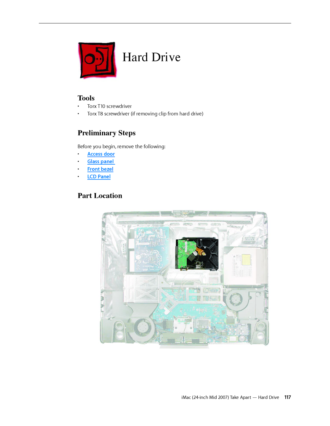 Apple 24-inch mid 2007 manual Hard Drive, Tools 