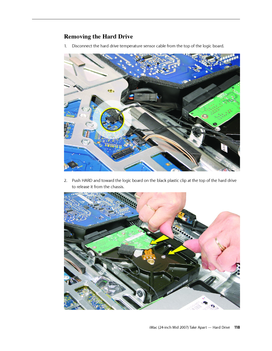 Apple 24-inch mid 2007 manual Removing the Hard Drive 