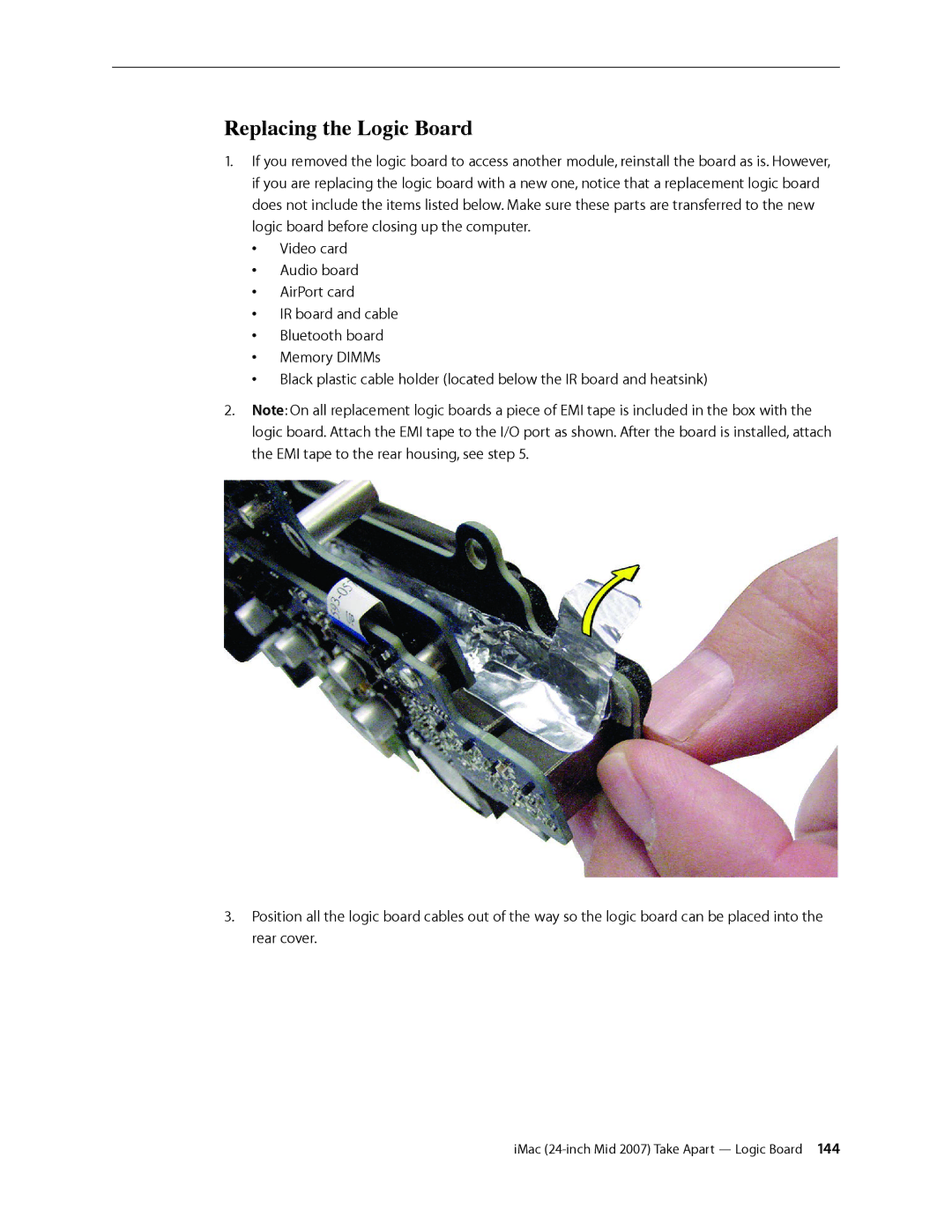 Apple 24-inch mid 2007 manual Replacing the Logic Board 