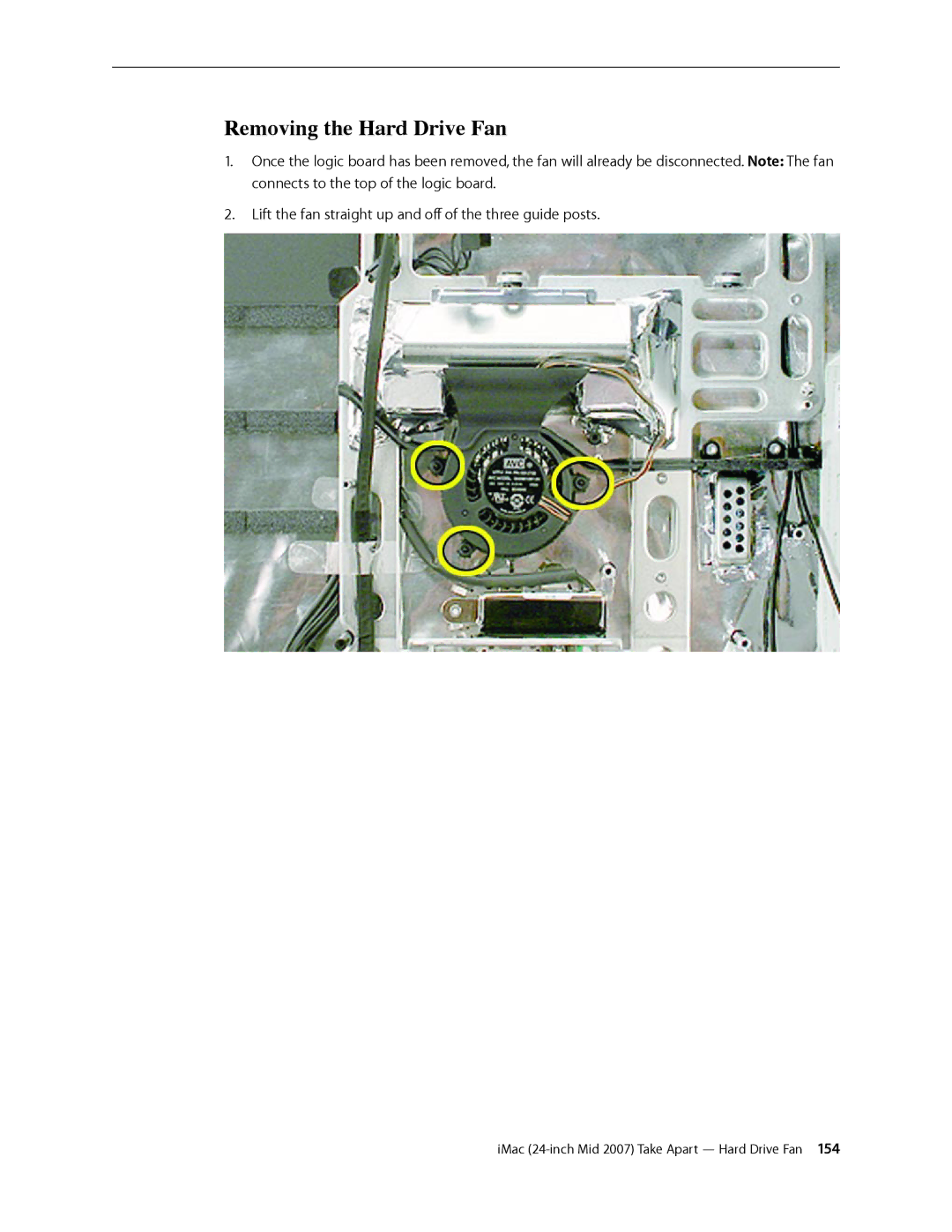 Apple 24-inch mid 2007 manual Removing the Hard Drive Fan 