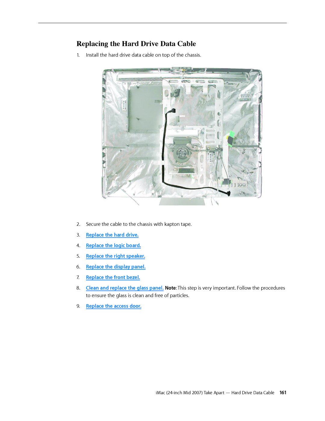 Apple 24-inch mid 2007 manual Replacing the Hard Drive Data Cable 