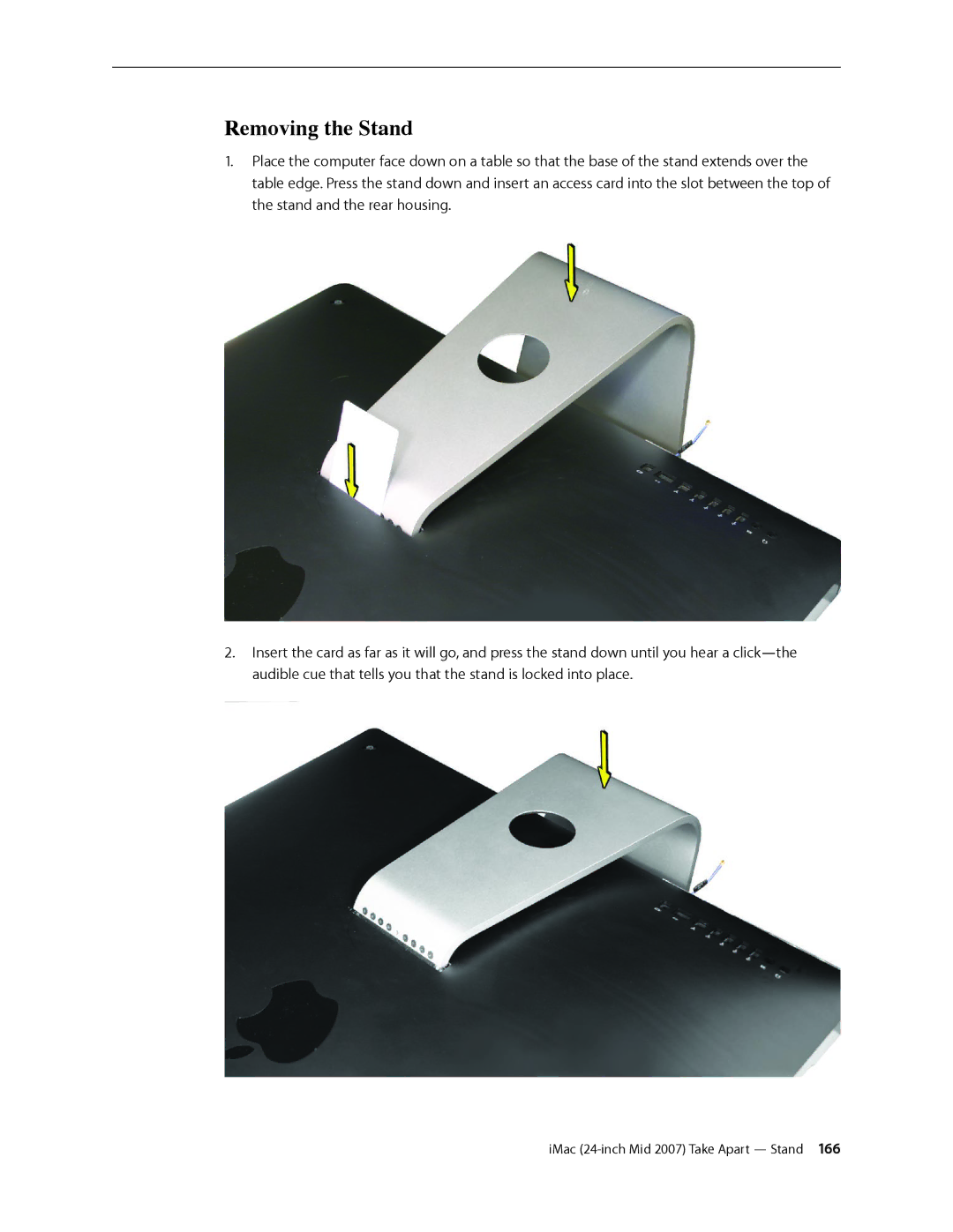 Apple 24-inch mid 2007 manual Removing the Stand 