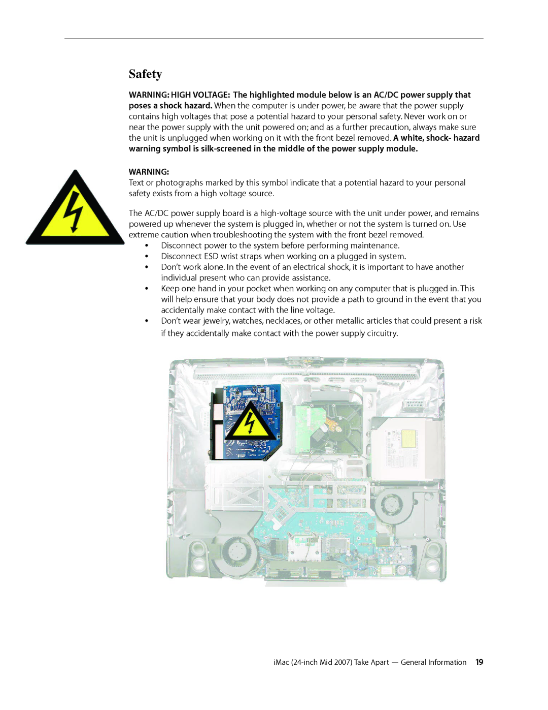 Apple 24-inch mid 2007 manual Safety 