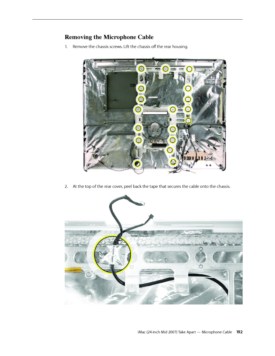 Apple 24-inch mid 2007 manual Removing the Microphone Cable 