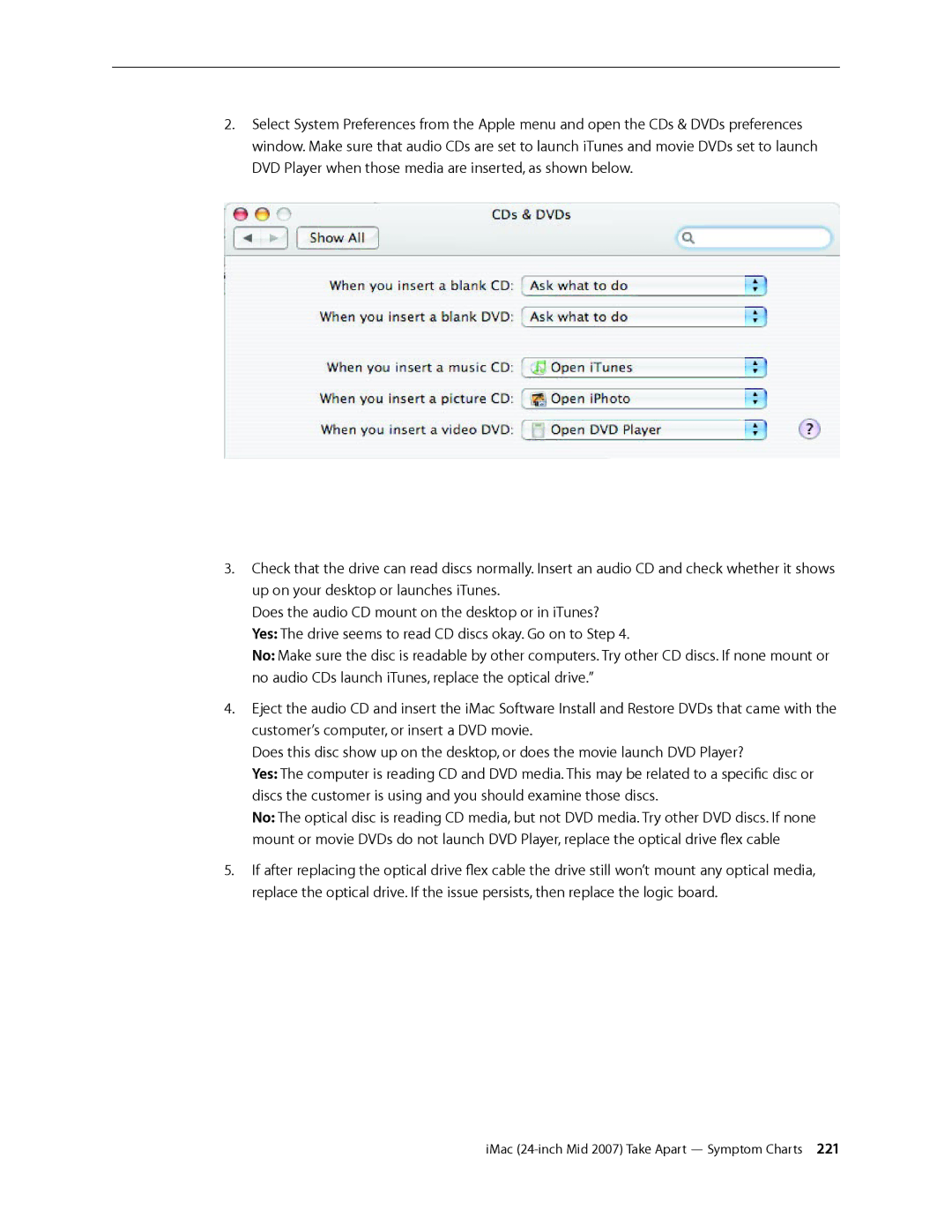 Apple 24-inch mid 2007 manual IMac 24-inch Mid 2007 Take Apart Symptom Charts  