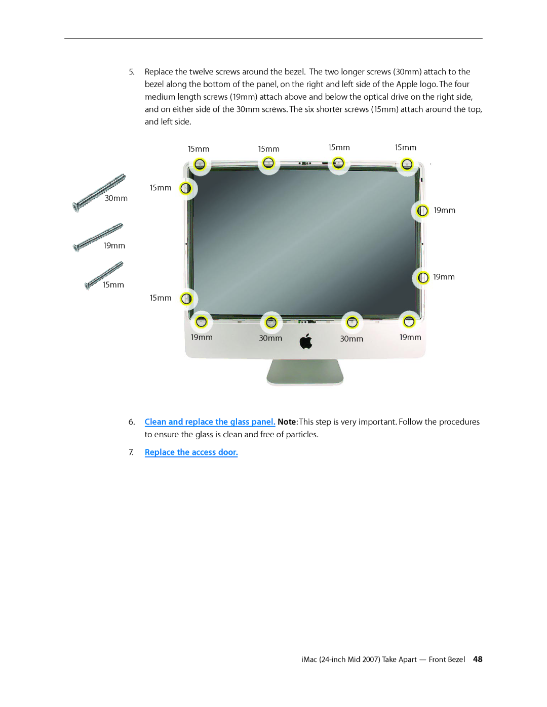 Apple 24-inch mid 2007 manual Replace the access door 