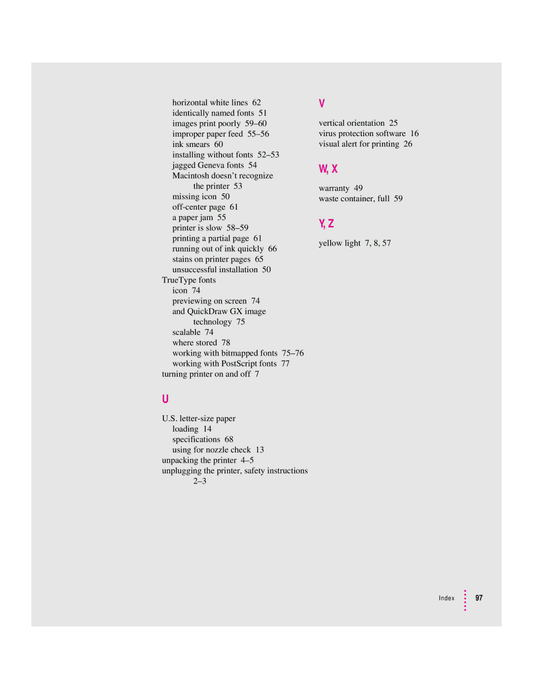 Apple 2400 manual Index 