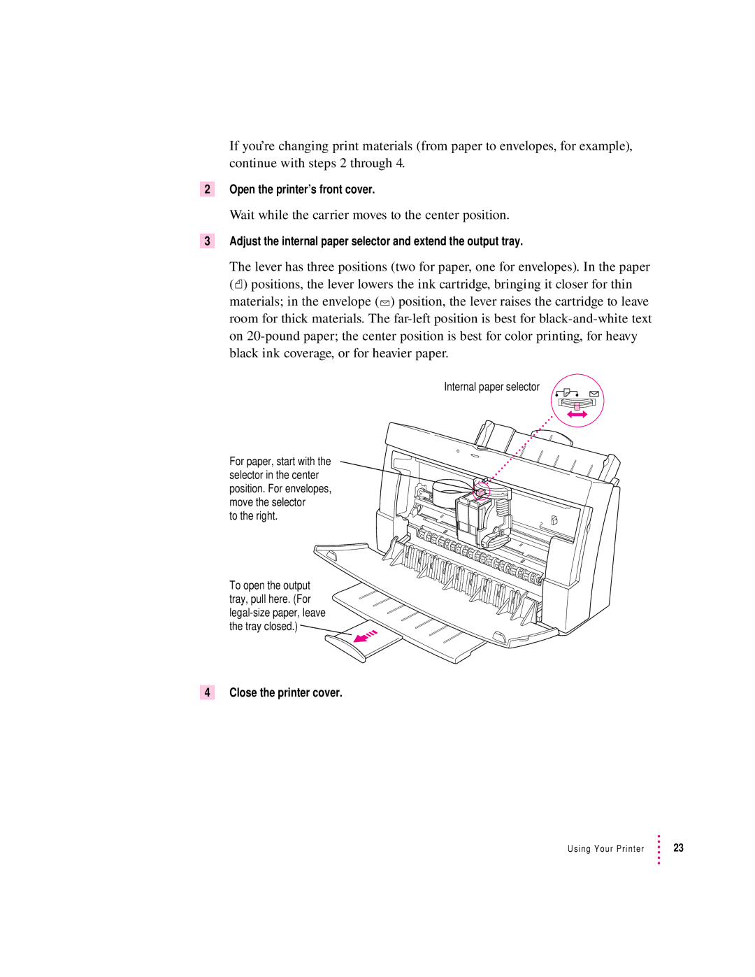 Apple 2400 manual Wait while the carrier moves to the center position 