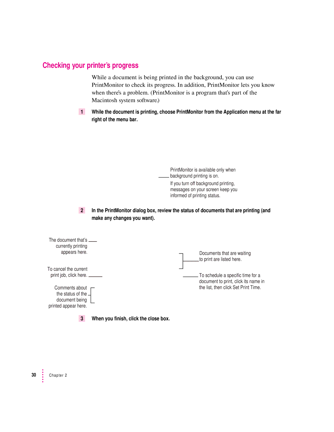 Apple 2400 manual Checking your printer’s progress 