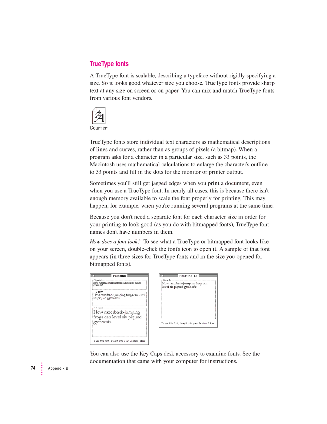 Apple 2400 manual TrueType fonts 