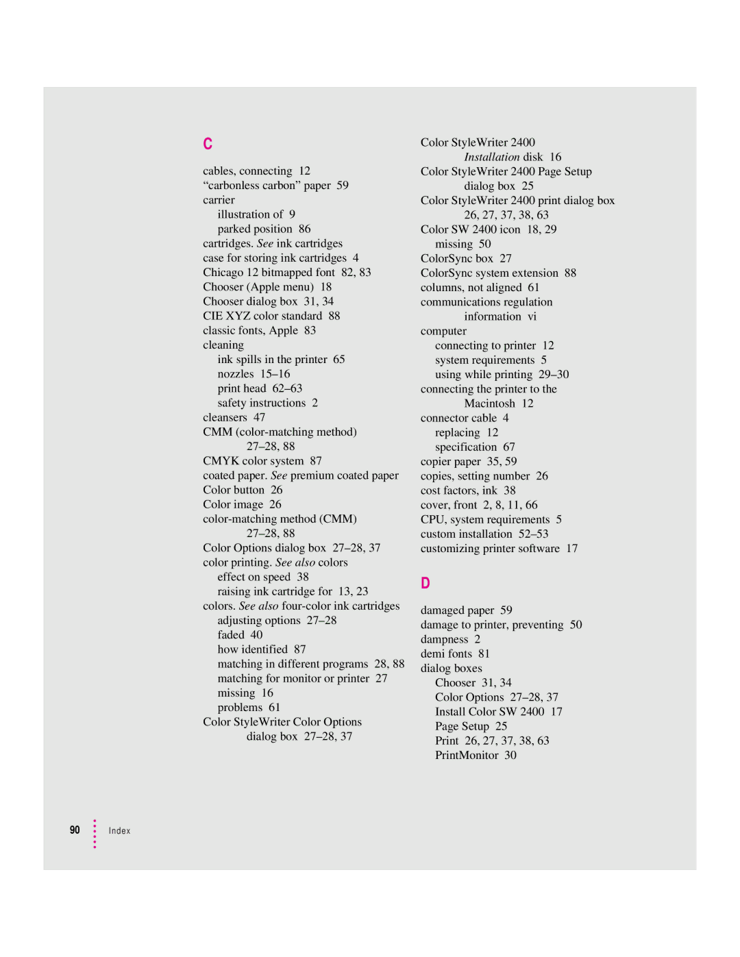 Apple 2400 manual Index 