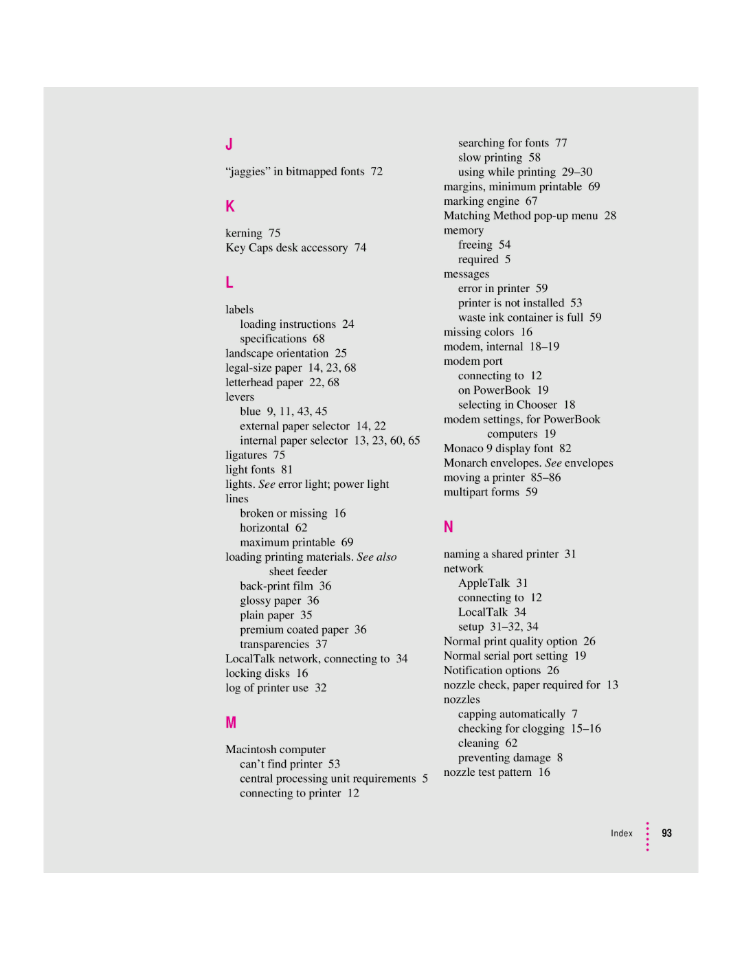 Apple 2400 manual Index 