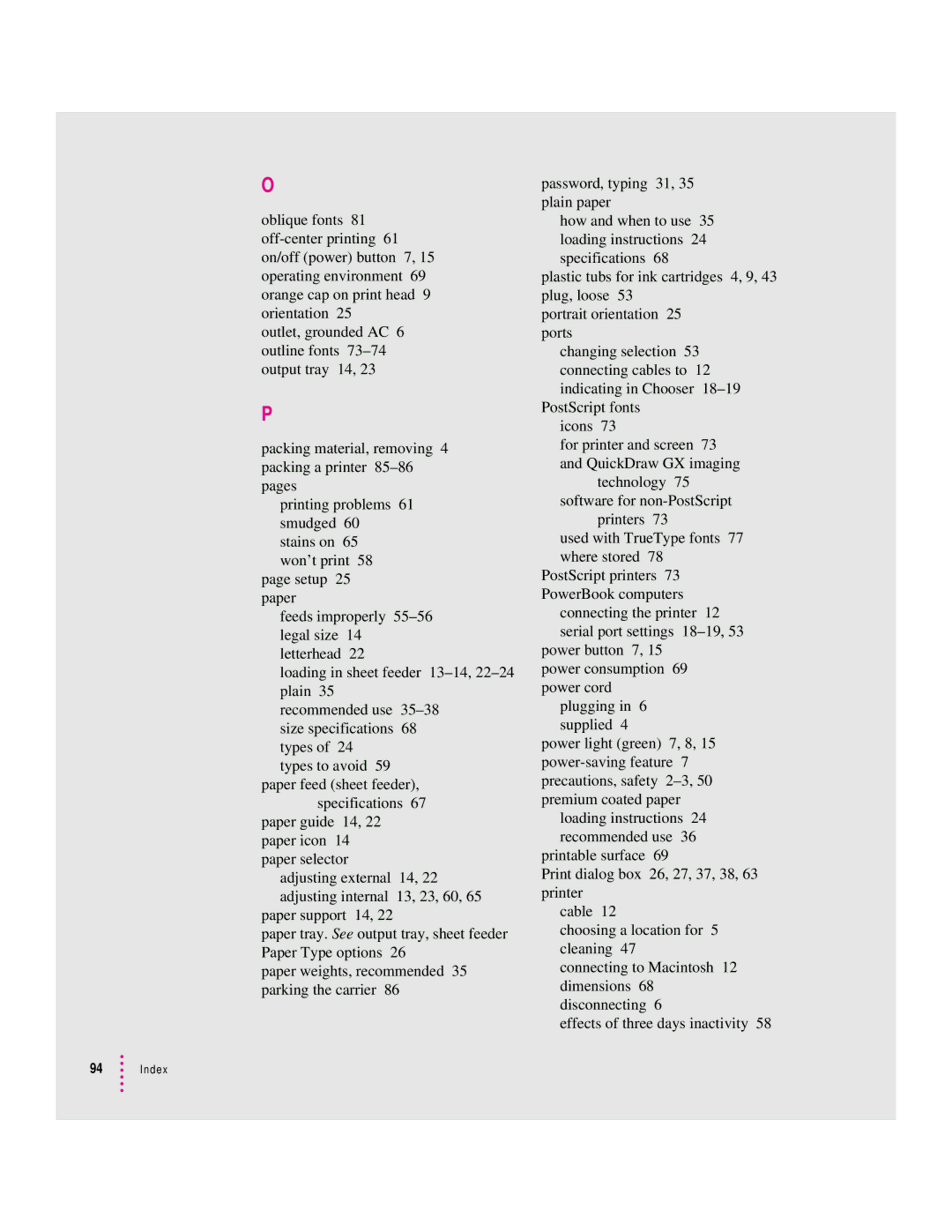 Apple 2400 manual Index 