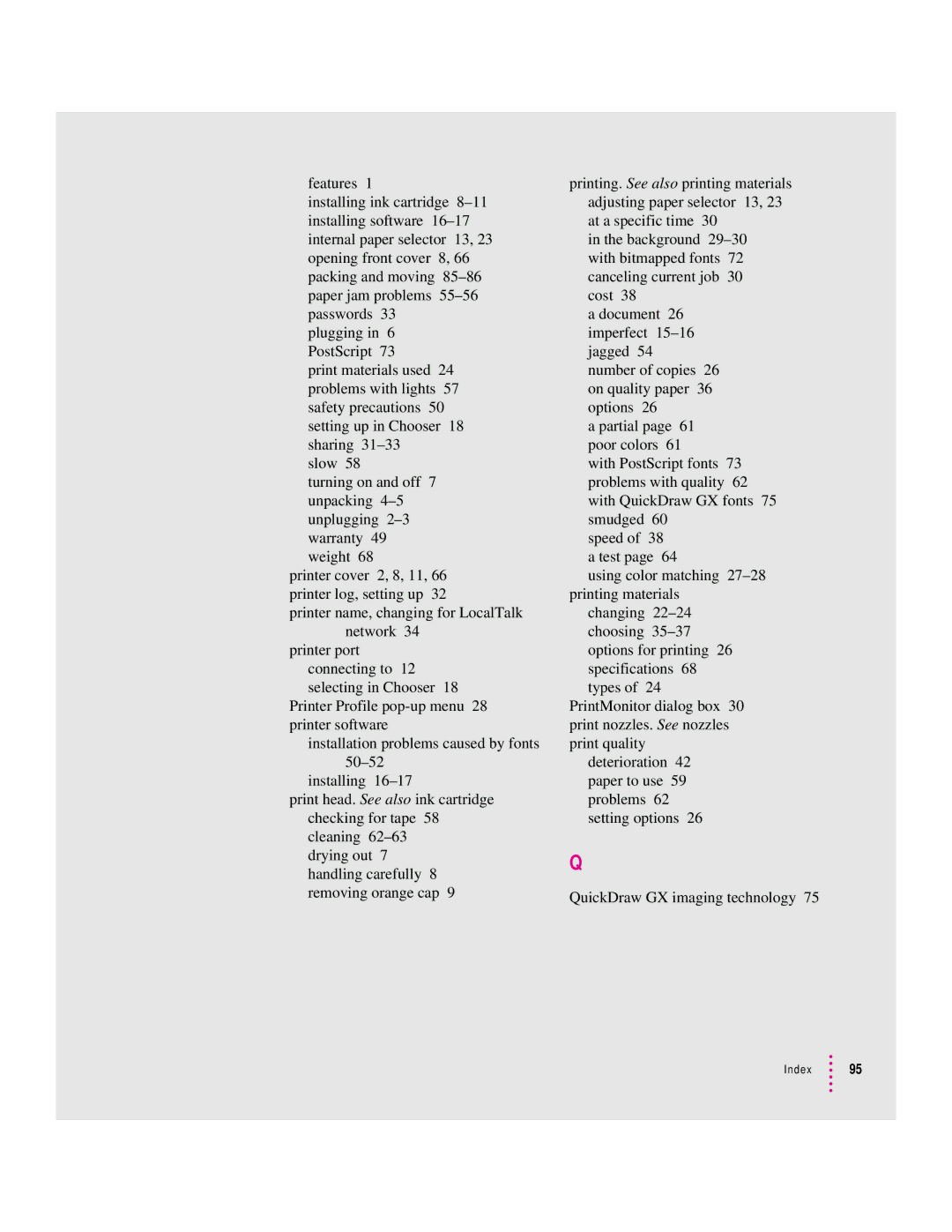 Apple 2400 manual Index 