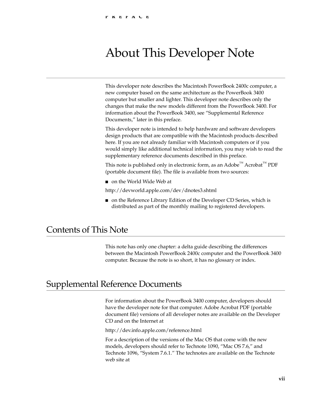 Apple 2400C manual About This Developer Note, Contents of This Note, Supplemental Reference Documents 