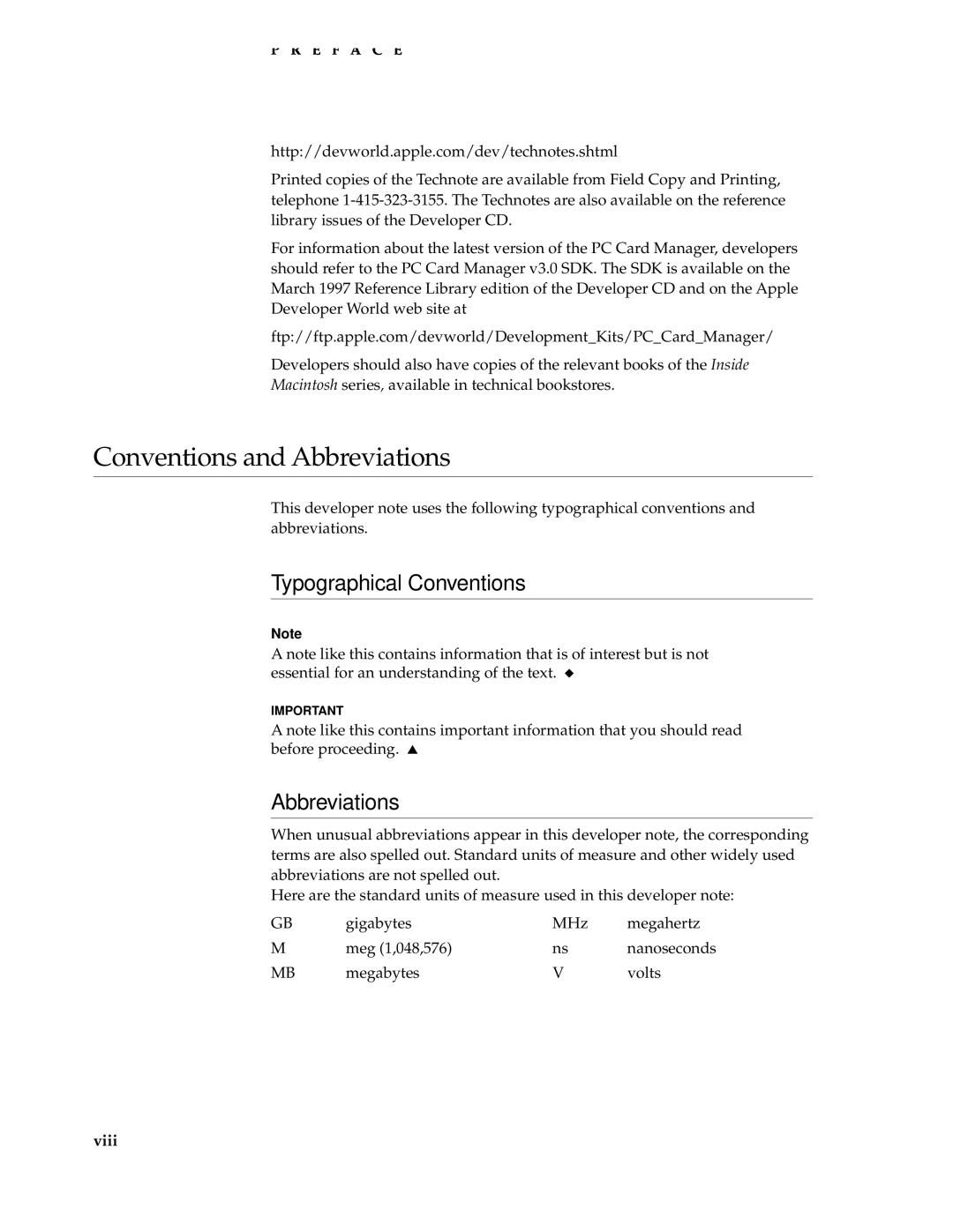 Apple 2400C manual Conventions and Abbreviations, Typographical Conventions, viii 