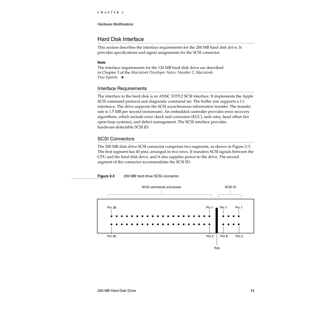 Apple 250 manual Hard Disk Interface, Interface Requirements 