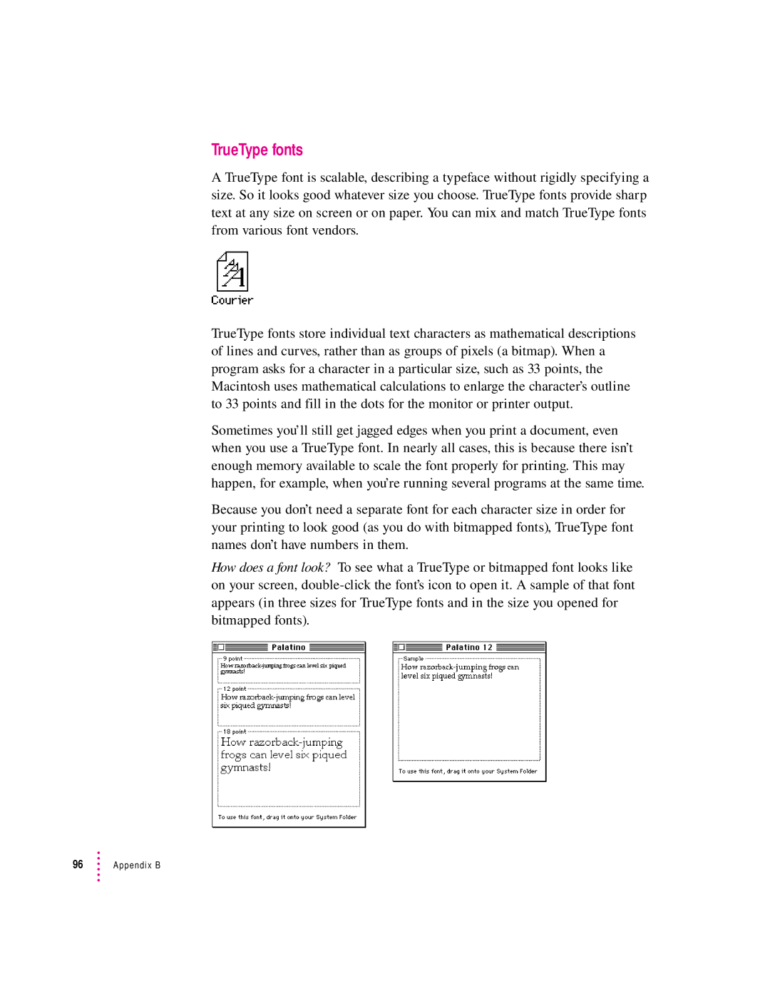 Apple 2500 manual TrueType fonts 