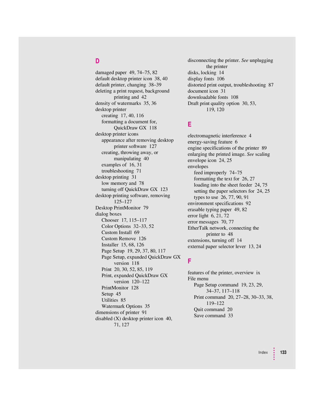 Apple 2500 manual Index 