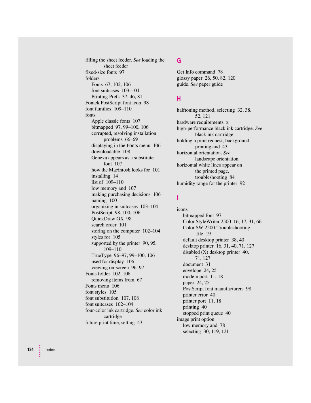 Apple 2500 manual Index 