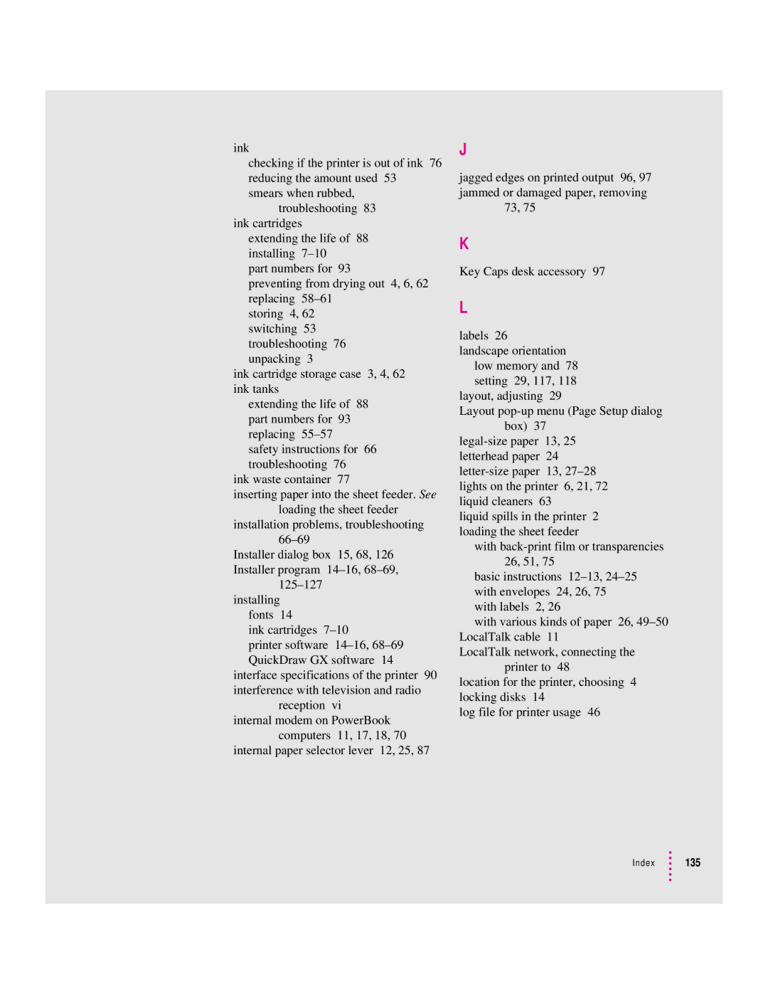 Apple 2500 manual Index 