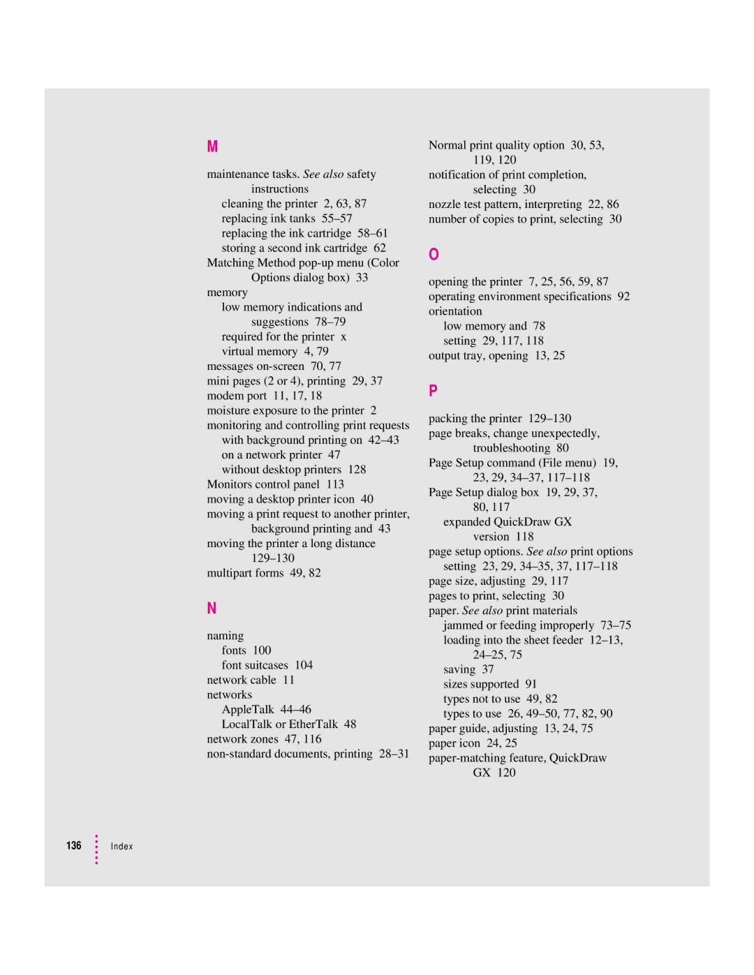 Apple 2500 manual Index 