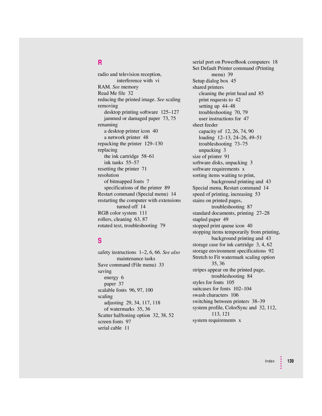 Apple 2500 manual Index 