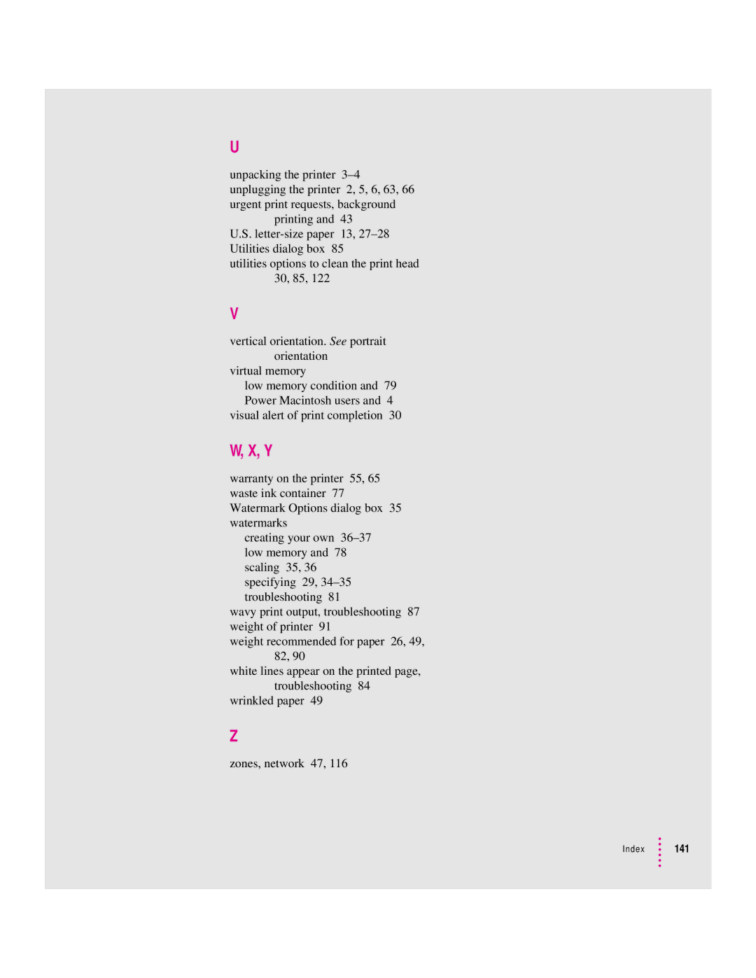 Apple 2500 manual Index 