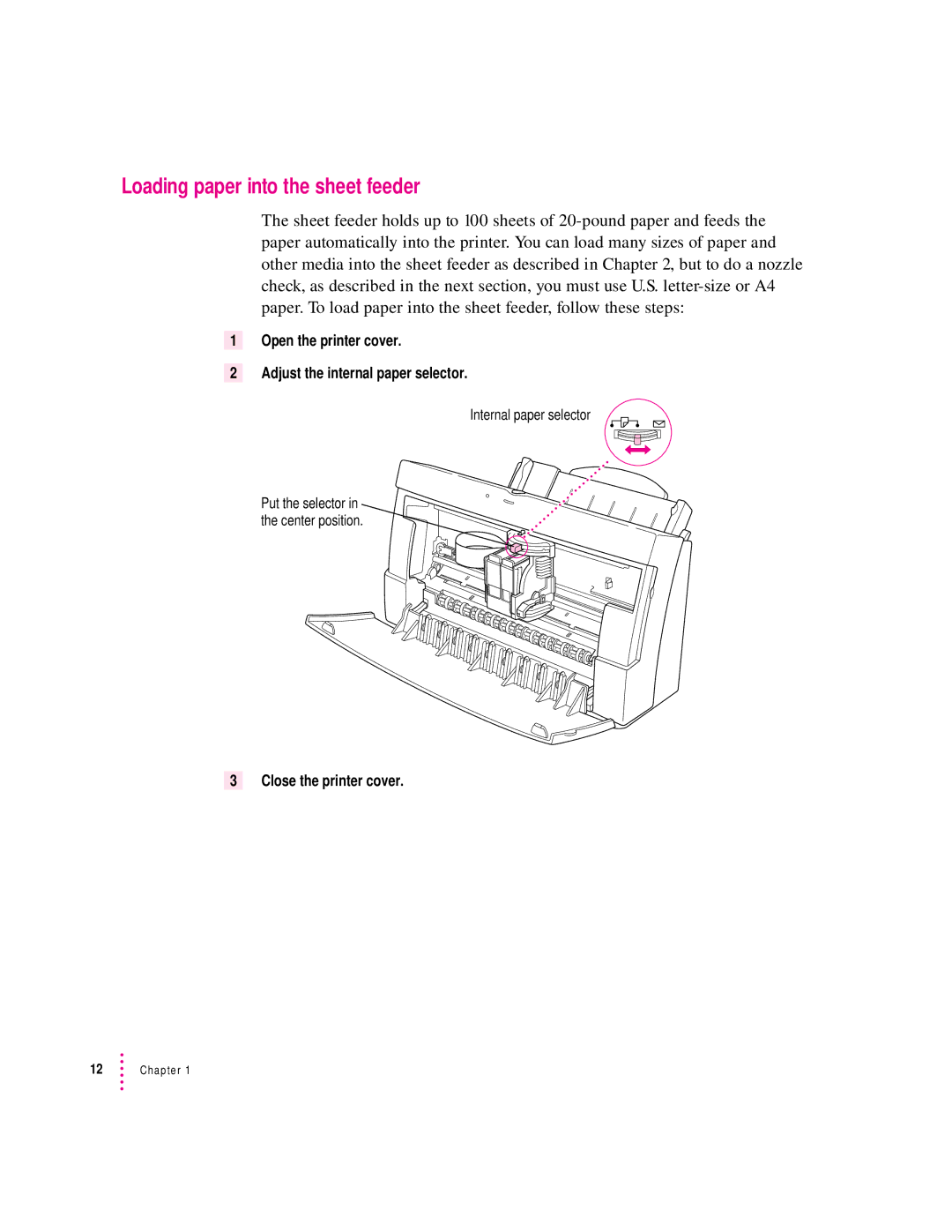 Apple 2500 manual Loading paper into the sheet feeder 